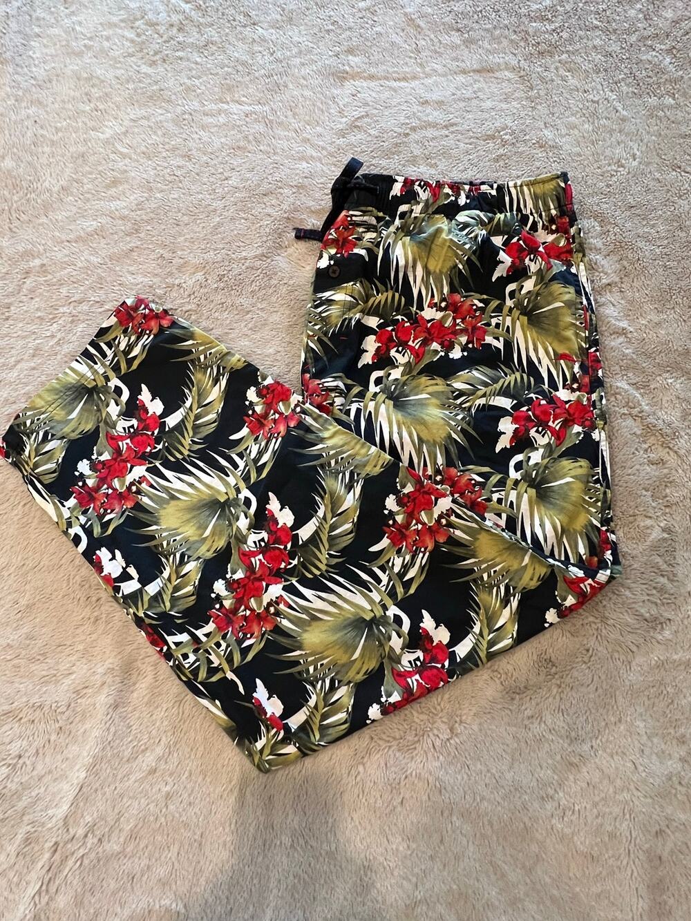 Tommy Bahama Men’s XXL Tropical Floral Palm Print Cotton Drawstring Pants